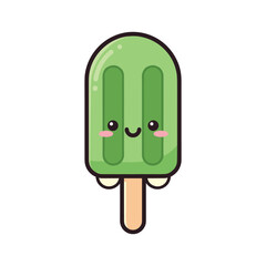 Cute Cartoon Green Popsicle Illustration