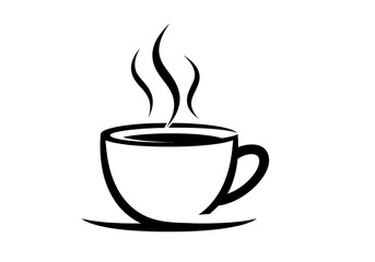 Obraz premium illustration of steaming cup of coffee with rising aroma lines, clipart style.