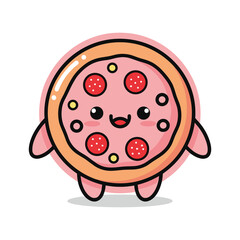 Adorable Cartoon Pizza Character Illustration