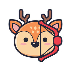 Cute Cartoon Deer Headset Illustration