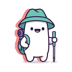 Cute Cartoon Hiker Character Illustration