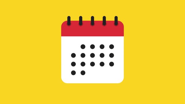 Simple calendar icon animation with dot layout flat modern style ProRes alpha channel 60fps