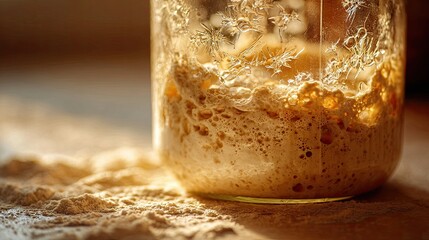 Close-Up of Live Sourdough Culture Texture