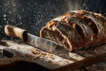 Freshly Baked Bread Being Sliced in Bakery