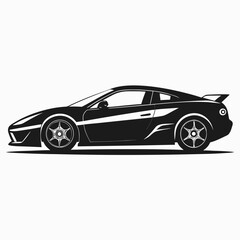 Black Sports Car Side View Vector Illustration