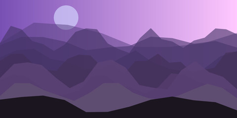 Serene mountain sunset