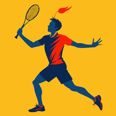 Badminton Player Silhouette &ndash; Energetic Forehand Action Vector