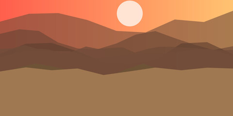Sunset over desert dunes