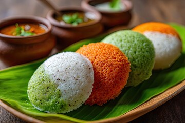 Tricolor Idlis Served on Banana Leaf for Republic Day
