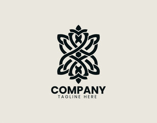 Fototapeta premium Triskelion flowers symbol is arranged as balanced black vector logo illustration