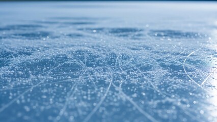 Ice rink surface with skate marks and frosty texture