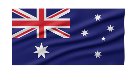 Waving Australian Flag isolated on transparent background