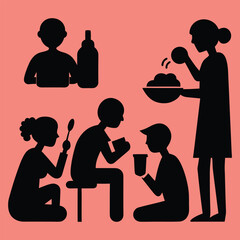 silhouettes of people in restaurant