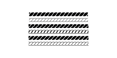 Seamless rope pattern brushes set for creating nautical borders and decorative fiber lines © MstPoliAkther