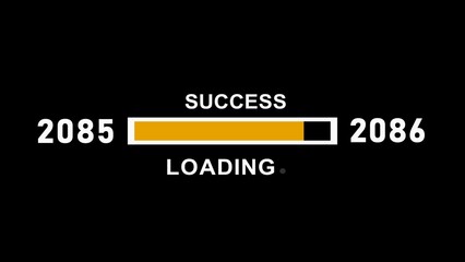 New year 2085 to 2086 progress bar loading, Progress Business Concept ,growth strategy, business planning ,alongside a success loading bar. Almost reaching New Year on black background .