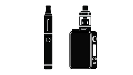 Obraz premium Illustration of two different electronic cigarette devices in black and white