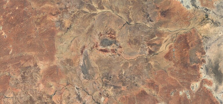 Aerial Satellite View of Sturt National Park and Red Outback, Australia