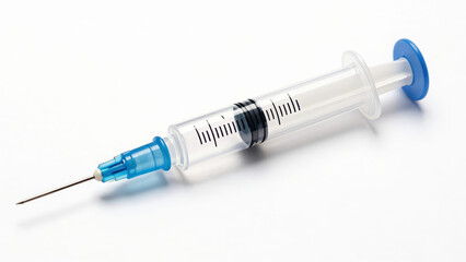 Essential medical syringe with needle for injections and vaccinations, isolated on white background, vital for healthcare procedures