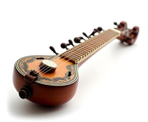 Indian Sitar Miniature Isolated on White