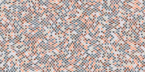Mosaic wavy pattern. Abstract background formed by rectangles of different colors and transparency. Vector illustration in pixel art style