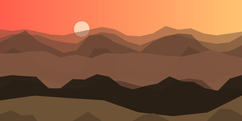Sunset over mountain range