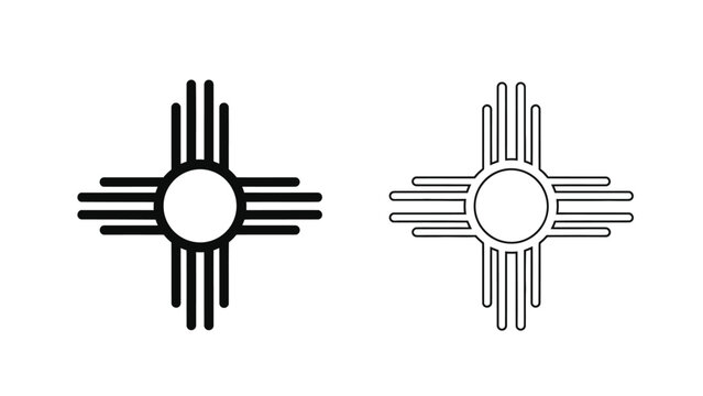 Two variations of the Zia symbol representing new mexico s state flag design