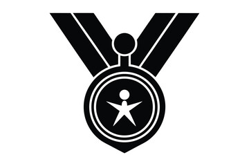 medal winner icon silhouette vector