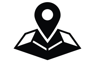map navigation icon silhouette vector