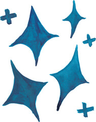 Hand-Painted Blue Sparkle Shapes