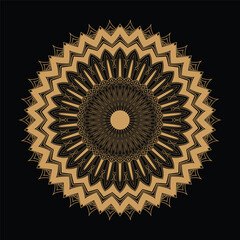 Intricate golden mandala with radial symmetry on black background