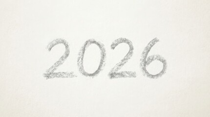 2026 chalk texture on plain white background playful celebratory composition perfect for new year posters cards and social media templates