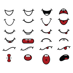 Naklejka premium Cartoon Mouth Expressions Grid for Character Design