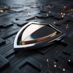 Metallic Shield Emblem on Textured Tech Surface