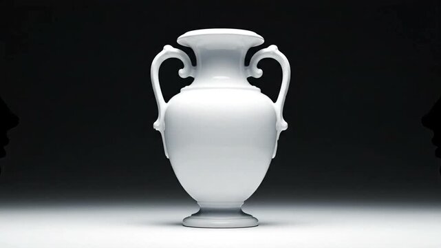 Silhouettes of Women Facing Urn Trophy.