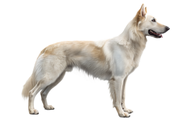Realistic domestic dog, full body, standing pose, neutral natural position, realistic proportions, clean detailed fur texture, soft studio lighting, eye level view, centered composition, isolated on t