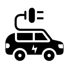 Electric vehicle charging icon representing sustainable transportation and future mobility