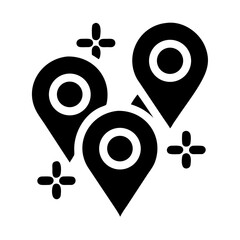 Obraz premium Multiple shiny location markers on a map representing important or highlighted places