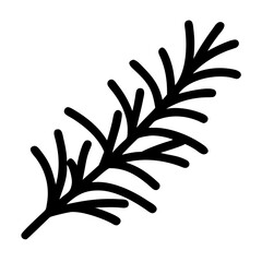 Fototapeta premium Simple black outline illustration of a fragrant botanical sprig with needle-like leaves