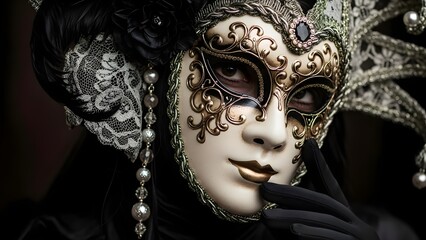 Intricate Venetian Masquerade Mask with Ornate Details and Elegant Design.