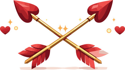 Elegant Cupid Arrows. Elegant cupid arrows crossing softly in midair with romantic symmetry, modern flat vector illustration