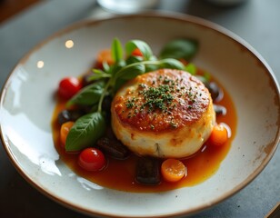 Top-Down View of Beautifully Plated French Meals in Studio Style