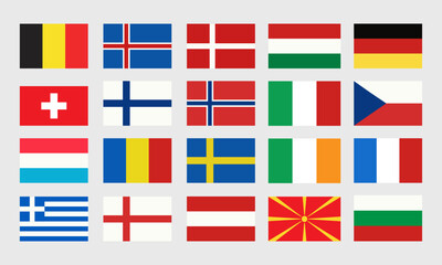 Flags of Europe set.