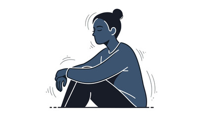 Woman Sitting on Floor with Bent Knee.