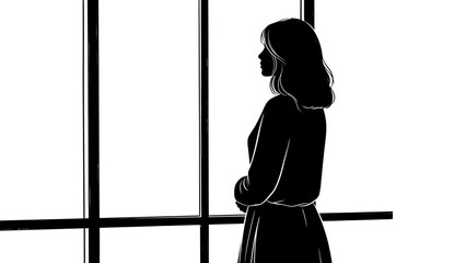 Silhouette of a woman standing alone.