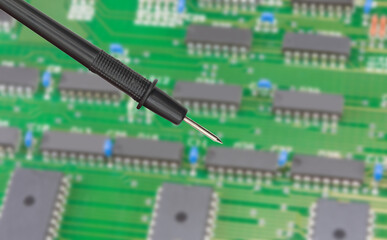 electrical board with soldered integrated circuits