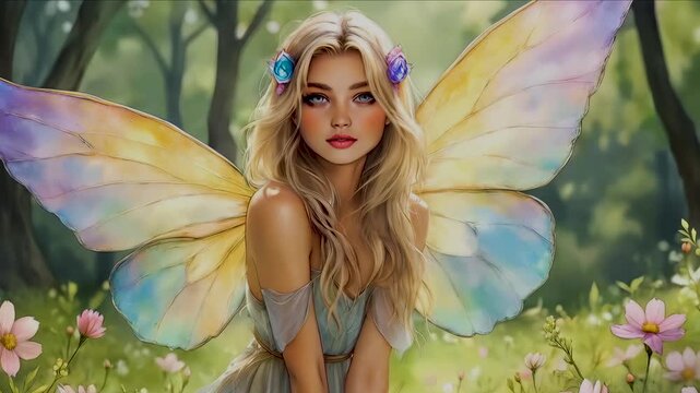 A fairy in a magical forest.