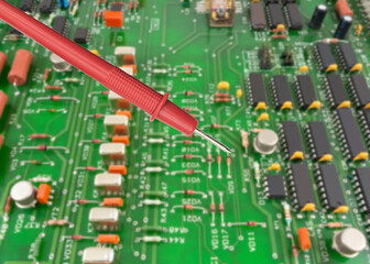electrical board with soldered integrated circuits