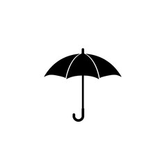 Black umbrella silhouette isolated on a white background, representing rain protection, safety, weather, and insurance concept.