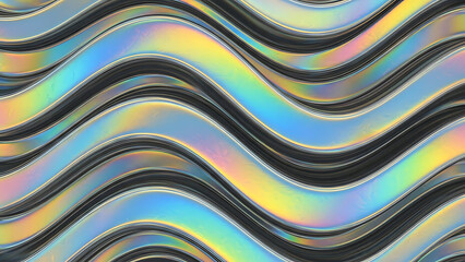 Abstract wavy pattern with iridescent colors