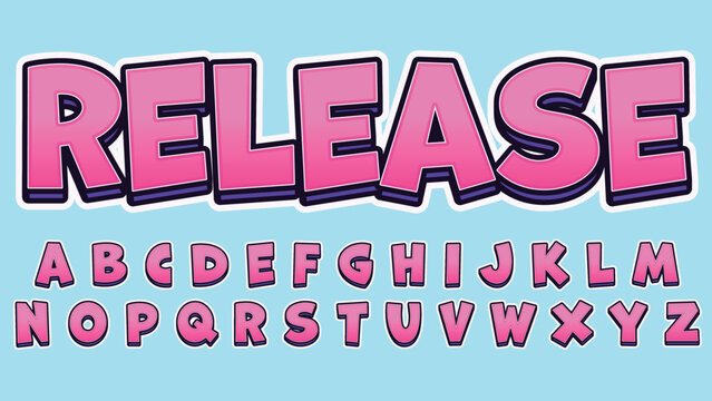 pink uppercase cartoon 3d isolated font